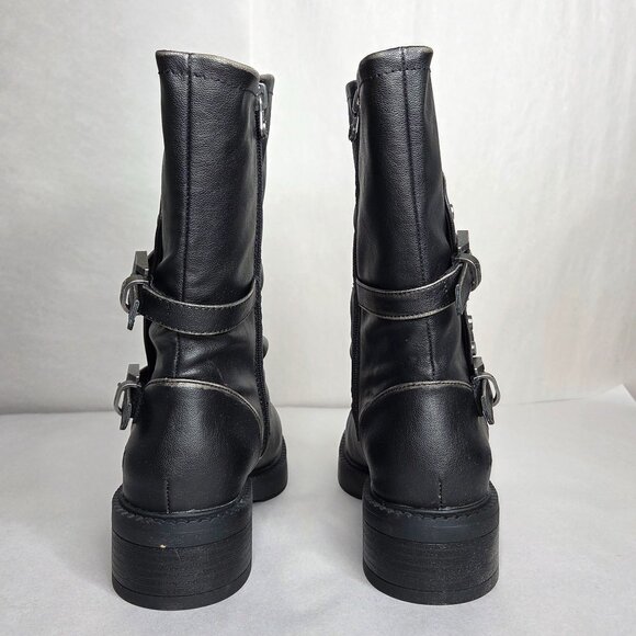 NWT Blowfish Malibu Venice Black Distressed Vegan Faux Leather Boots - Picture 3 of 6